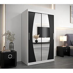 Abiks Meble Armoire Elypse à portes coulissantes 200/120/62 2 portes (blanc/noir)