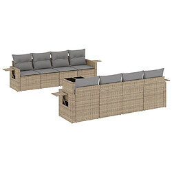 vidaXL Salon de jardin avec coussins 9 pcs beige résine tressée