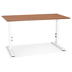 Alterego Bureau réglable en hauteur 'OSMOSE' en bois Noyer et métal blanc - 140x70 cm