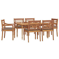 Avis Salle à dîner de jardin 7 pcs,Table et chaise à manger Bois de teck solide -MN34328