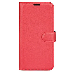 Etui en PU texture litchi, rouge pour votre Vivo iQOO 9 Pro