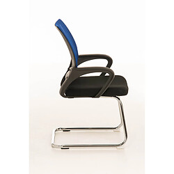 Decoshop26 Chaise de bureau reception sans roulettes dossier en maille avec accoudoirs bleu BUR10501