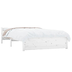 Avis Maison Chic Lit adulte - Lit simple Cadre de lit,Structure du lit Contemporain Blanc Bois massif 140x200 cm -MN75526