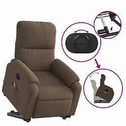 Maison Chic Fauteuil Relax pour salon, Fauteuil inclinable de massage marron tissu microfibre -GKD54109 pas cher