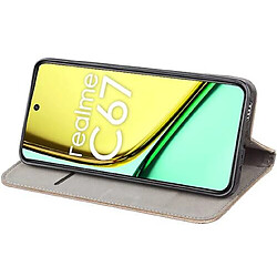 Htdmobiles Housse etui portefeuille avec coque interieure en silicone pour Realme C67 4G + film ecran - OR MAGNET