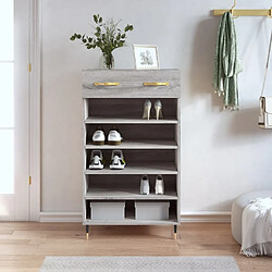 Maison Chic Armoire à Chaussures,Meuble de Rangement à Chaussures sonoma gris 60x35x105 cm bois d'ingénierie -MN54788