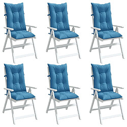 vidaXL Coussins de chaise à dossier haut lot de 6 bleu mélangé tissu