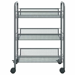 Avis Maison Chic Desserte de cuisine à 3 niveaux | Chariot de cuisine | Meuble de rangement roulant Gris 46x26x64 cm Fer -GKD99432