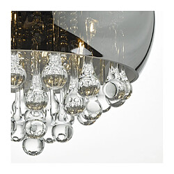 Luminaire Center Suspension Giselle verre fumé et chrome poli 5 ampoules