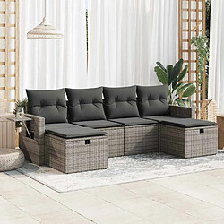 vidaXL Salon de jardin 6 pcs avec coussins gris résine tressée