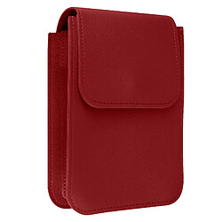 Avizar Pochette Bandoulière Smartphone avec Rangement carte Sangle 135cm Rouge