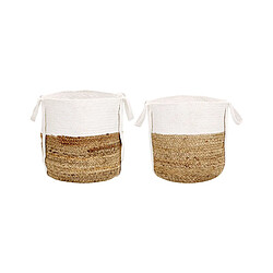 Beliani Lot de 2 paniers en jute naturel et blanc BELLPAT