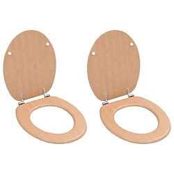 Helloshop26 Lot de deux sièges abattants WC avec couvercles MDF Design de bambou 02_0002963