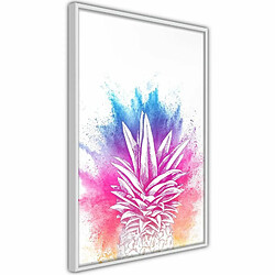 Paris Prix Affiche Murale Encadrée Rainbow Pineapple Crown 40 x 60 cm Blanc