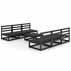 Maison Chic Salon de jardin 7 pcs - Table et chaises d'extérieur - Mobilier/Meubles de jardin Moderne noir bois de pin massif -MN68501