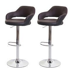 Decoshop26 Lot de 2 tabourets de bar chaises de comptoir en synthétique marron et noir 04_0000143