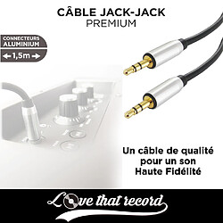 Love That Record Câble Auxiliaire Audio Double Jack 3.5 mm Premium Noir