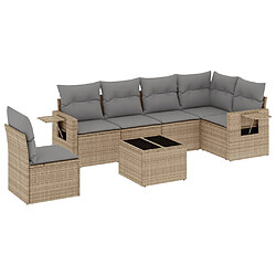 vidaXL Salon de jardin avec coussins 7 pcs beige résine tressée