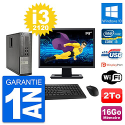 PC Dell 990 SFF Ecran 19" Intel i3-2120 RAM 16Go Disque Dur 2To Windows 10 Wifi - Occasion