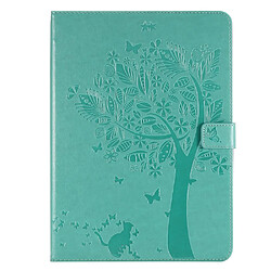 Etui en PU motif chat et arbre avec support magnétique vert pour votre iPad mini (2021)