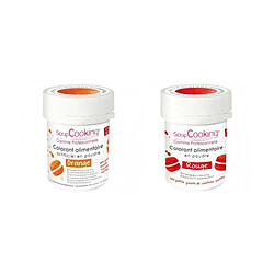 Scrapcooking 2 colorants alimentaires en poudre - rouge-orange