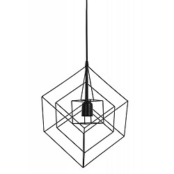 L'Héritier Du Temps Suspension Minimaliste Lampe KUBINKA Luminaire Eclairage Moderne à Suspendre Géométrique Métal Patiné Noir Mat 25x25x145cm