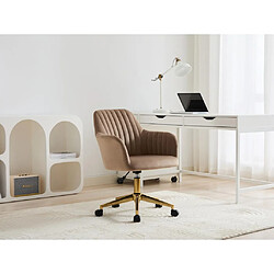 Vente-Unique Chaise de bureau - Velours - Beige et doré - Hauteur réglable - ELEANA