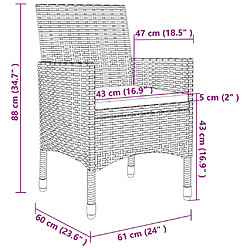 Avis vidaXL Ensemble à manger d'extérieur 5 pcs coussins Résine tressée