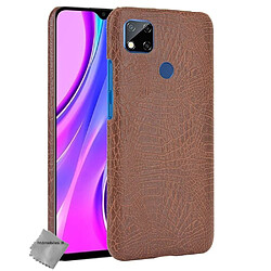 Htdmobiles Coque rigide simili cuir crocodile pour Xiaomi Redmi 10A + film ecran - MARRON