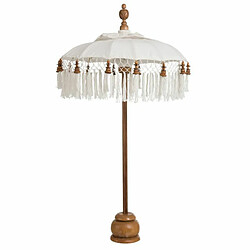 Paris Prix Parasol Déco Pompons 90cm Blanc & Naturel