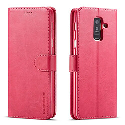 Wewoo Housse Coque Pour Galaxy A6 2018 LC.IMEEKE en cuir à rabat horizontal de veauavec support et fentes cartes et portefeuille Rose rouge