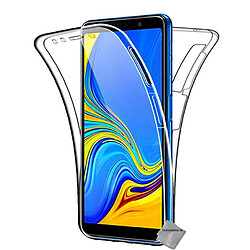 Htdmobiles Coque silicone gel fine 360 integrale pour Samsung Galaxy A7 (2018) + film ecran - TRANSPARENT