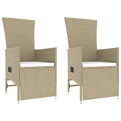 Acheter Maison Chic Ensemble de Salon de jardin 3 pcs - Table et chaises d'extérieur - Mobilier/Meubles de jardin Moderne beige poly rotin et acier -MN85660