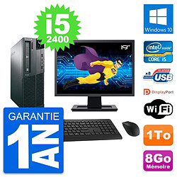 PC Lenovo M82 SFF Ecran 19" Intel i5-2400 RAM 8Go Disque Dur 1To Windows 10 Wifi - Occasion