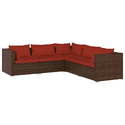 Maison Chic Salon de jardin 5 pcs + coussins - Mobilier/Meubles de jardin - Table et chaises d'extérieur résine tressée marron -MN32286