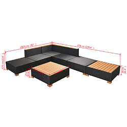 vidaXL Salon de jardin 7 pcs avec coussins Résine tressée Noir pas cher