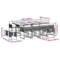 vidaXL Ensemble à manger de jardin et coussins 13 pcs beige pas cher