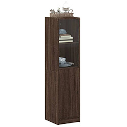 Acheter Maison Chic Commode Buffet - Meuble de rangement avec porte en verre chêne marron 35x37x142 cm -GKD90273