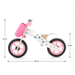 Acheter Vélo Sans Pédales Montessori Robincool Street Circuit 83x36x53 cm Draisienne en Bois Rose, Sonnette et Panier en Tissu