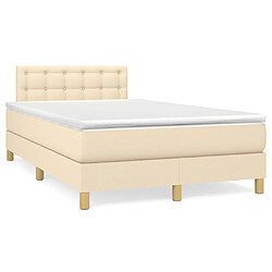 vidaXL Sommier à lattes de lit avec matelas Crème 120x200 cm Tissu