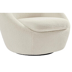 Vente-Unique Fauteuil pivotant arrondi en tissu bouclette blanc LACARA pas cher