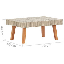 Acheter vidaXL Table basse de jardin Résine tressée Beige