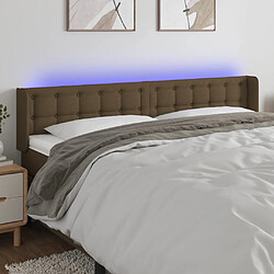 vidaXL Tête de lit à LED Marron foncé 163x16x78/88 cm Tissu