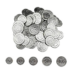 Avis 100Pcs / Set Jetons De Poker 5 10 20 50 100 Pièces De Casino En Argent Pièces De Pirate