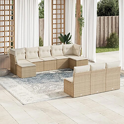 Maison Chic Salon de jardin avec coussins 10 pcs | Ensemble de Table et chaises | Mobilier d'Extérieur beige résine tressée -GKD31219