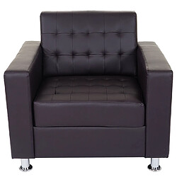 Mendler Fauteuil Kunda, fauteuil de salon / club, pieds métalliques ~ similicuir, café