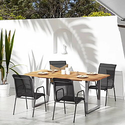 vidaXL Chaises de jardin 4 pcs Acier et textilène Noir