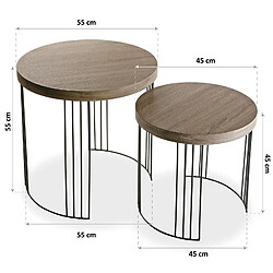 Versa Table d'appoint pour le salon ou chambre Kansas 55x55x55cm,Bois et métal, Marron et Noir pas cher