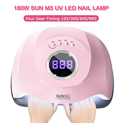 Universal 180W Sun M3 UV LED Lampe à ongles Plaque à ongles 45 LED pour tous les gels Polonaise Lampe solaire 10/30/60s Minuteur Sèche gel Outil d'art des ongles |(Rose)