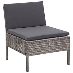 Avis vidaXL Salon de jardin 3 pcs avec coussins Résine tressée Gris